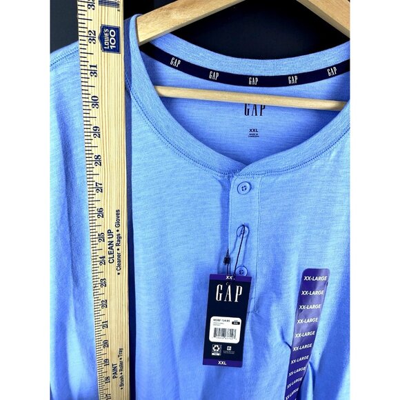 GAP Mens Blue Henley T-Shirt XXL Lightweight Cotton Blend Casual Top MSRP $34.95 - Picture 5 of 7